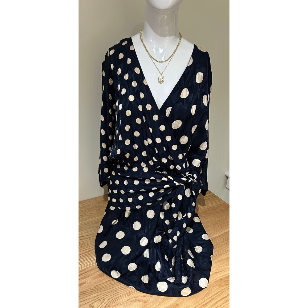 80s LOUIS FERAUD Abstract Circle Silk Dress Sz 8 Vtg Cocktail Party Hong Kong